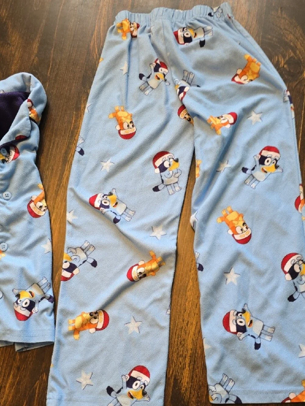 Blue Kids Matching Pajama Top with Cartoon Print